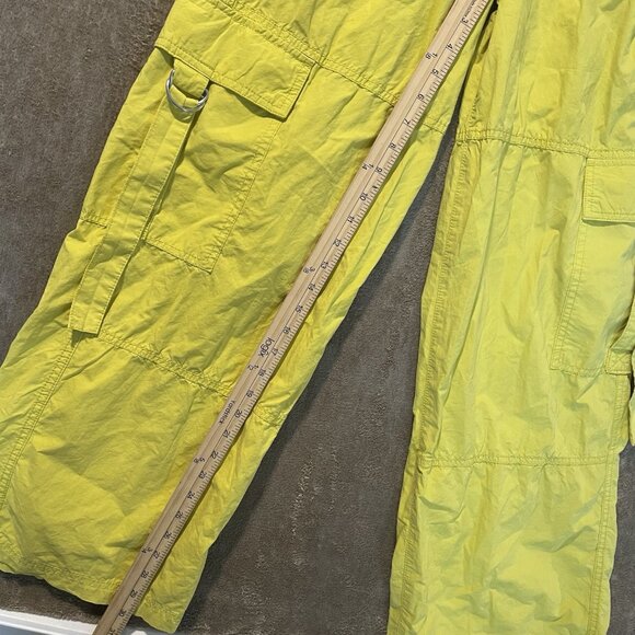 Wild Fable Pants Womens Small Cargo Wide Leg Neon Yellow Relaxed Stretch Baggy - Picture 6 of 7